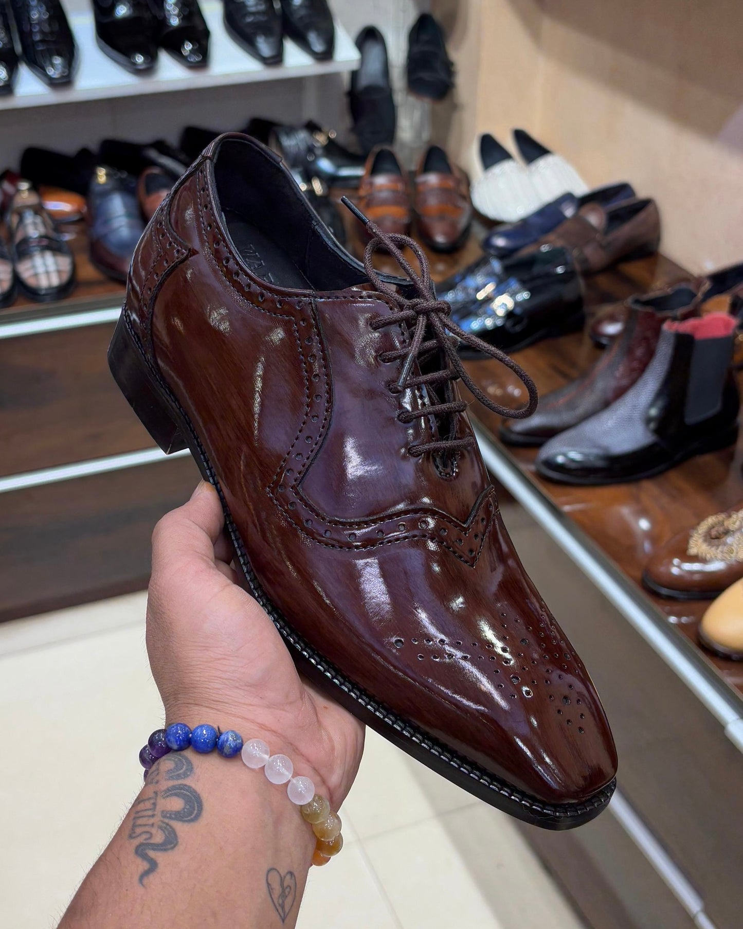 Semi-Brogue Walnut Brown Medallion Toe Oxford Shoes