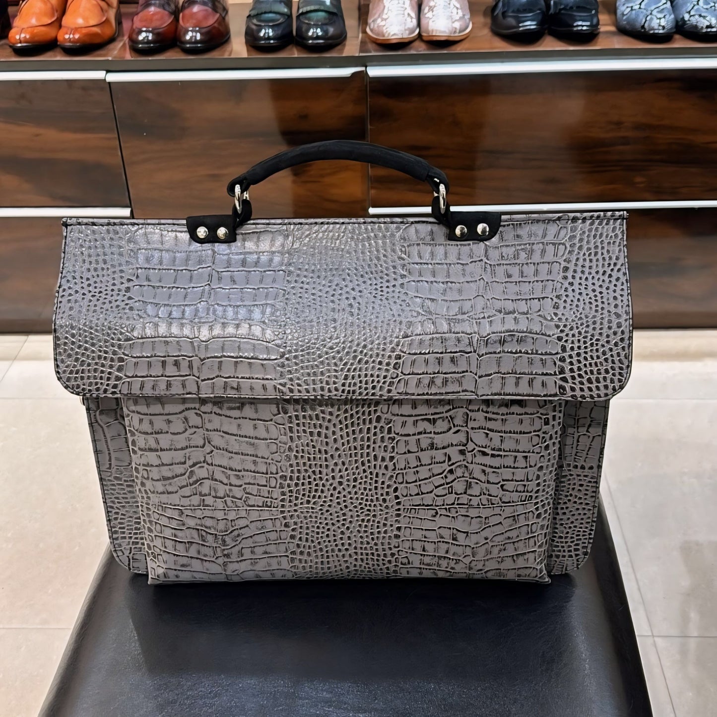 Grey Crocodile Scaled Bag