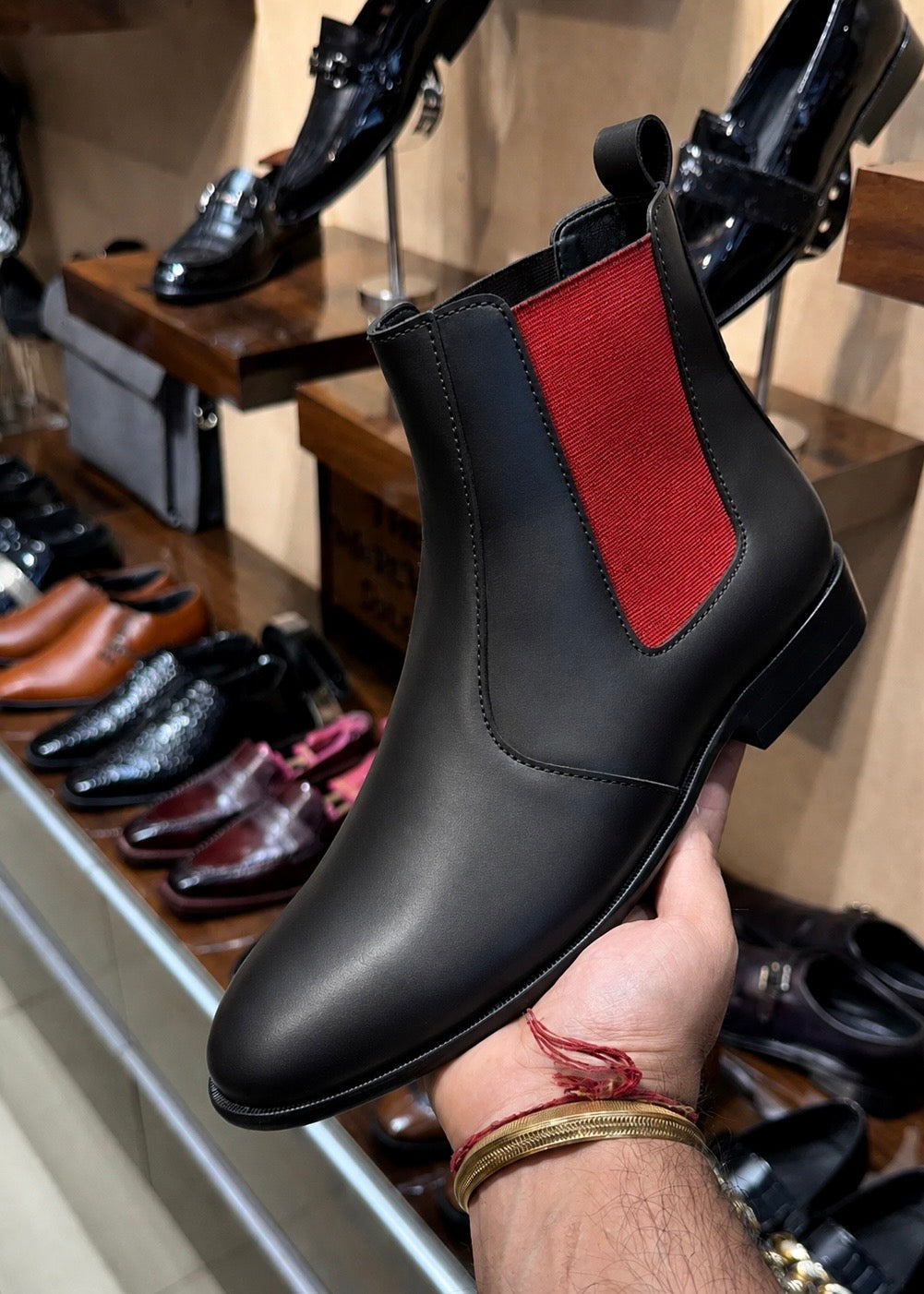 handmade men's mens patent leather chelsea boots