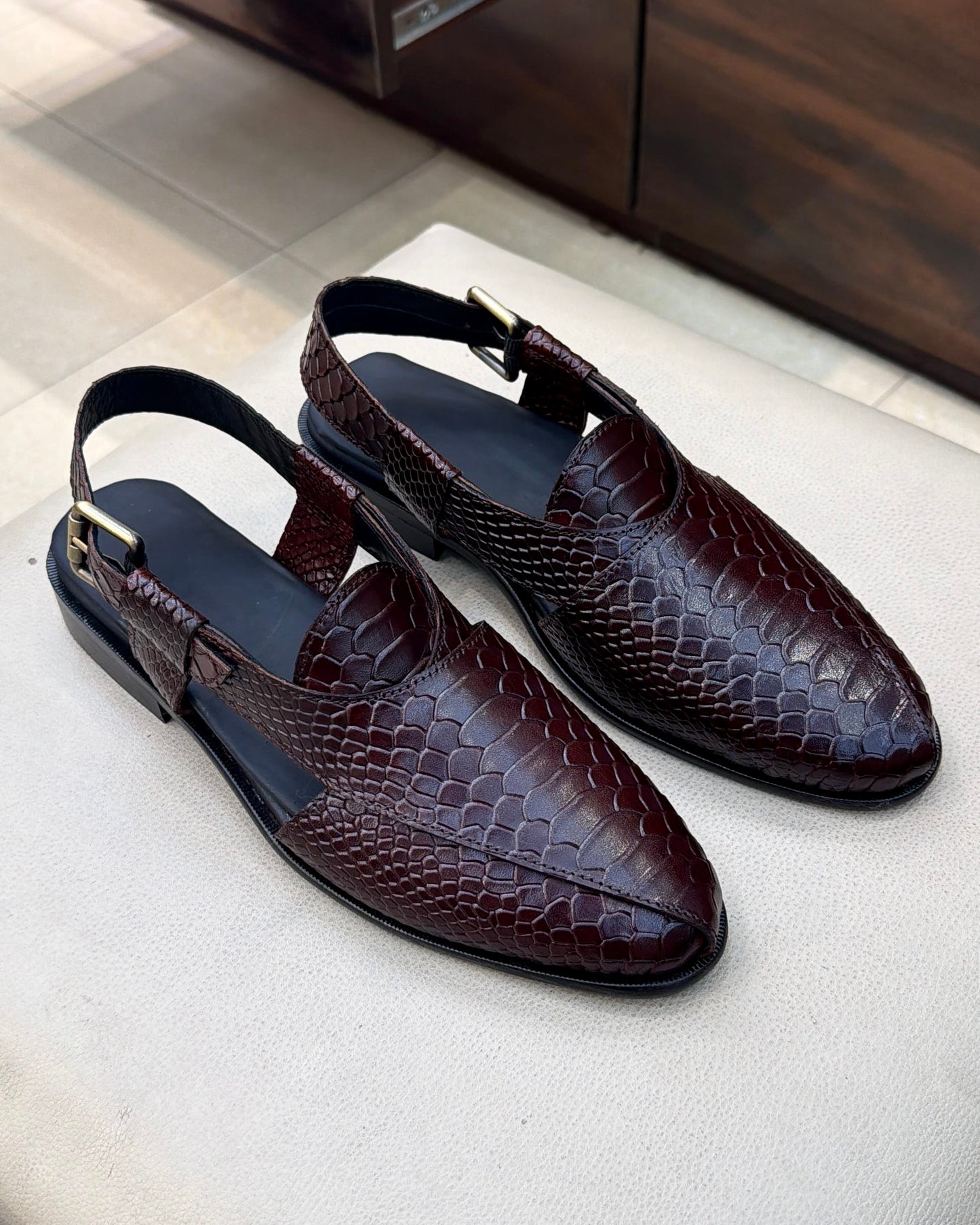 Deep Burgundy Cobra Scaled Peshawaris