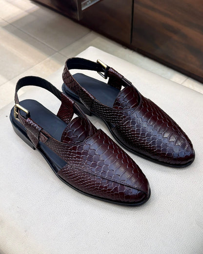 Deep Burgundy Cobra Scaled Peshawaris