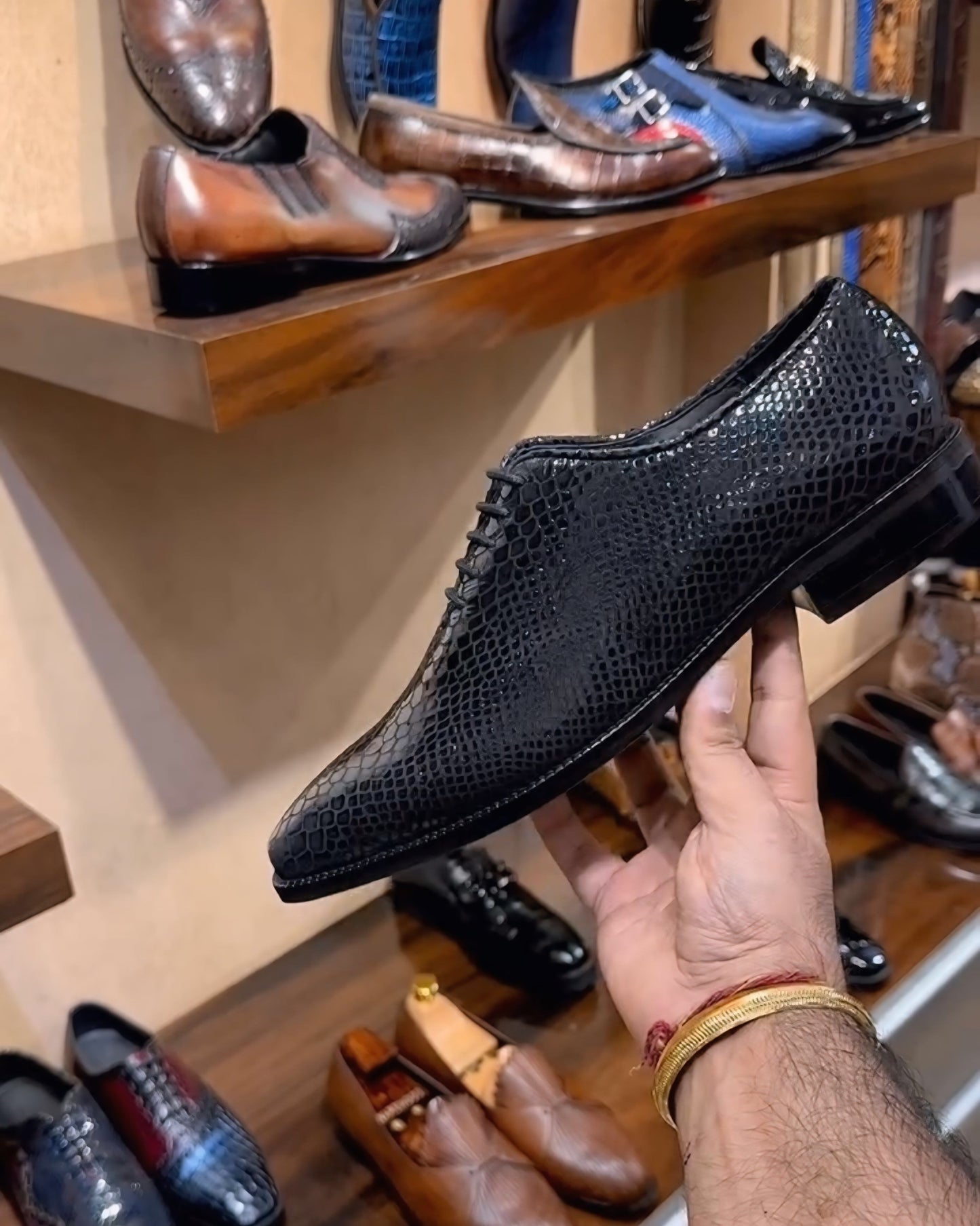 Signature Black Snake Foil Oxfords
