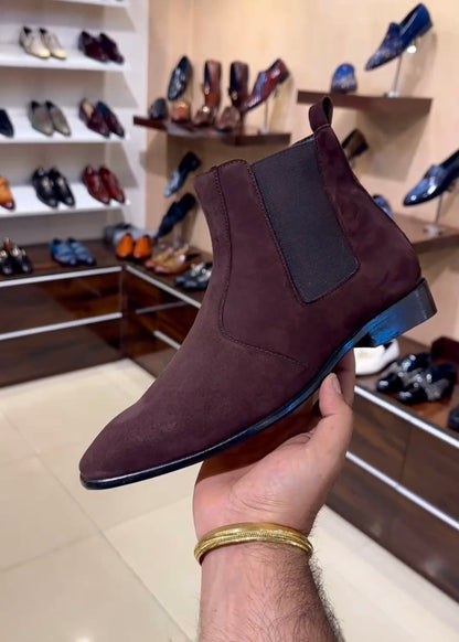 Pure Italian Brown Suede Chelsea Boots