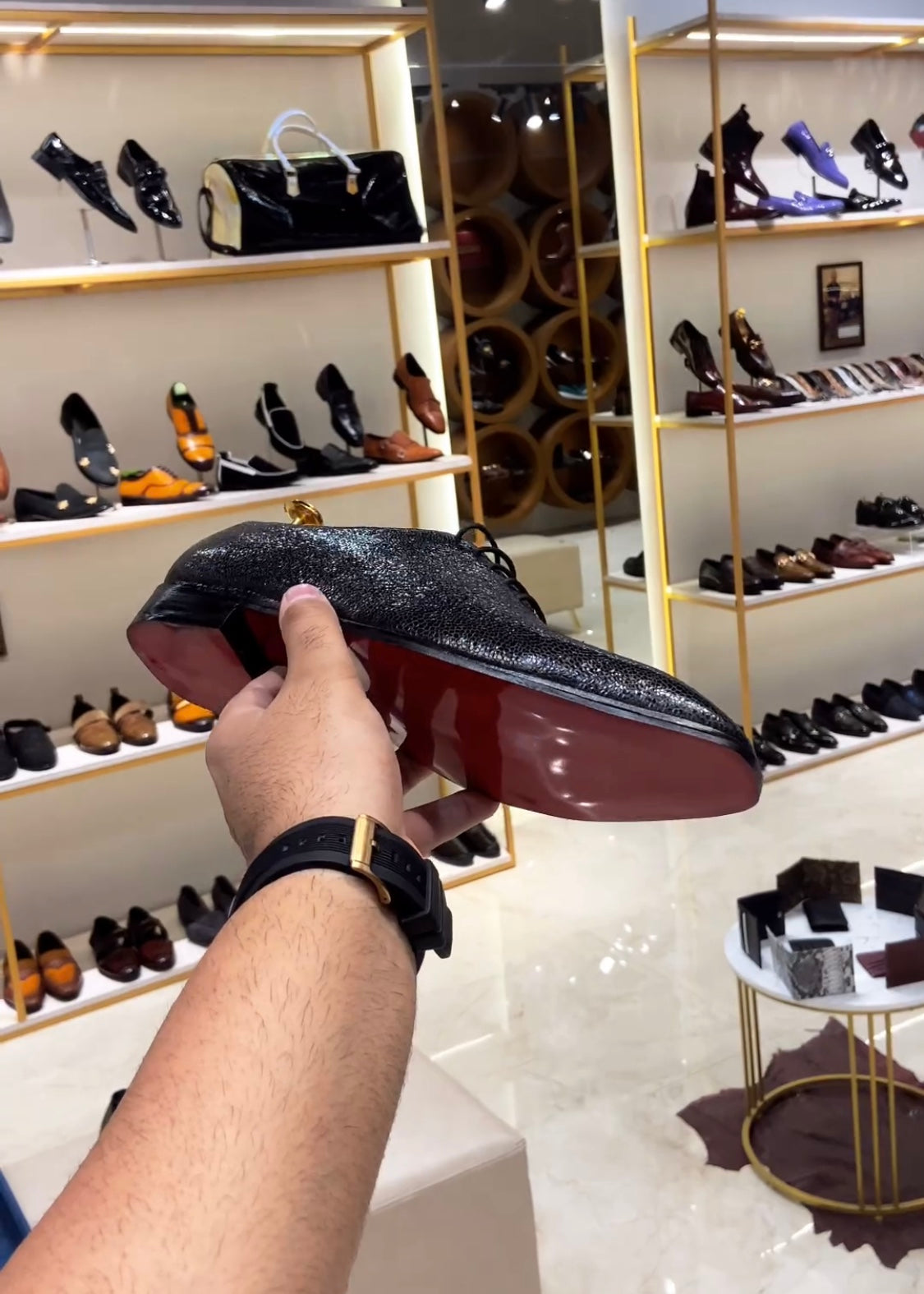 Mirror Gloss Calf Grain Leather Red Bottom Oxfords
