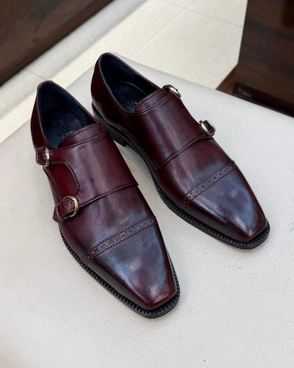 Deep Burgundy Double Monk Strap Shoes