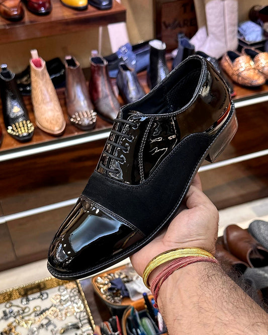 Black Patent & Black Suede Cap Toe Oxfords