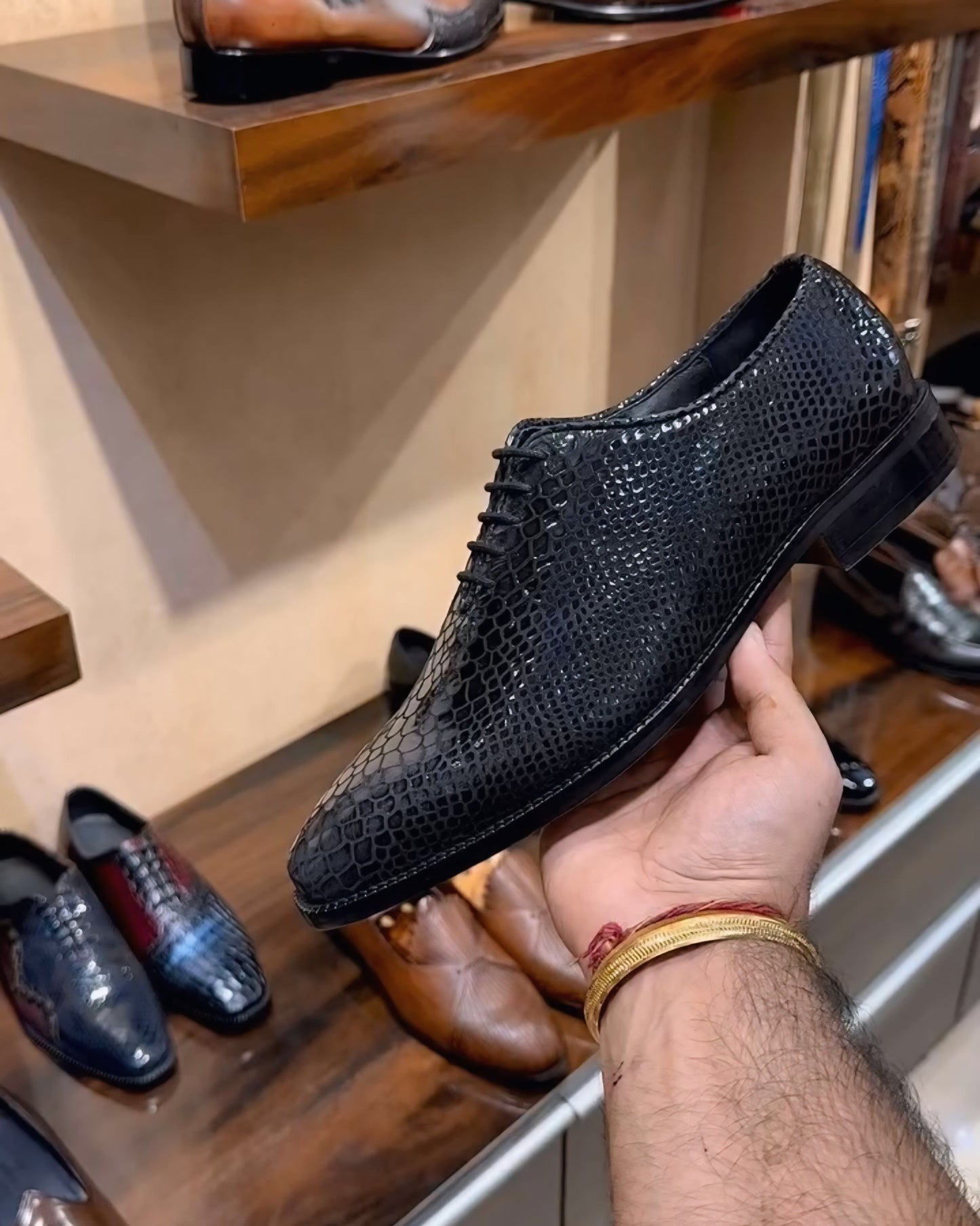 Signature Black Snake Foil Oxfords