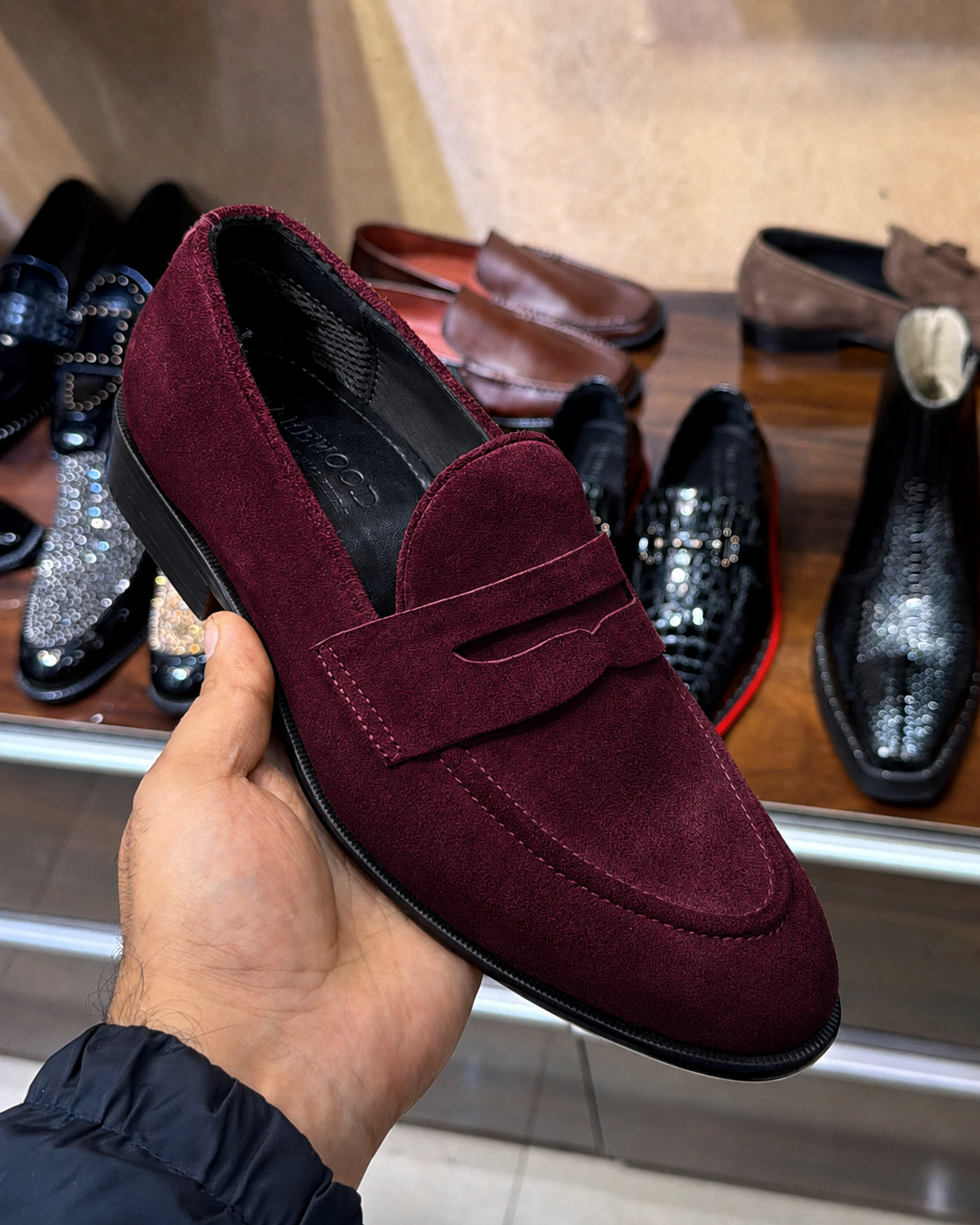 Classic Burgundy Suede Penny Loafers