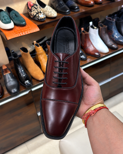 Burgundy Cap Toe Oxfords