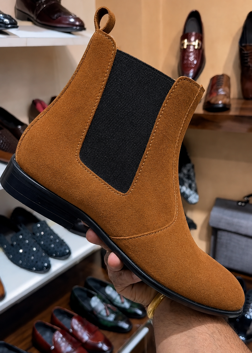 Tobacco Suede Chelsea Boots