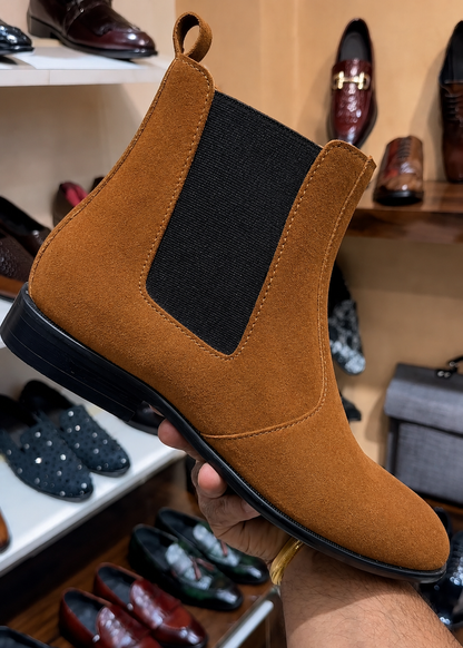 Tobacco Suede Chelsea Boots