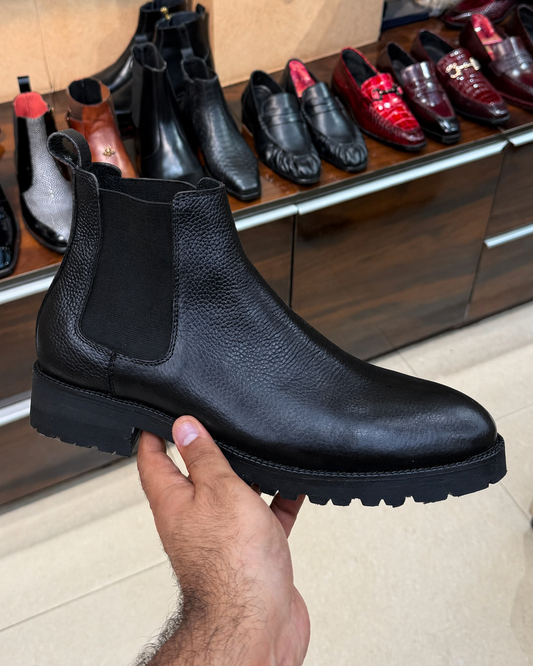 Chunky Black Lug Sole Chelsea Boots