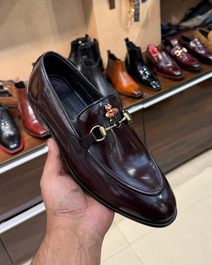 Ox-blood Bee Moccasins with Cuban Heel