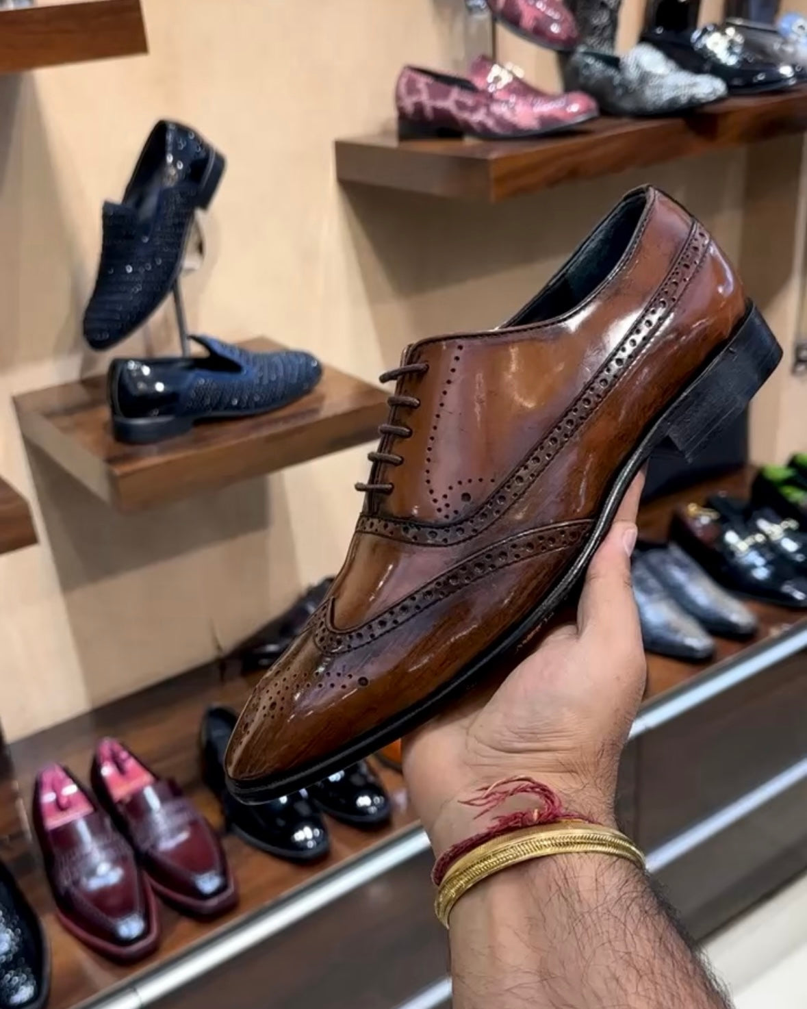 Walnut Brown Wingtip Semi-Brogue Oxfords