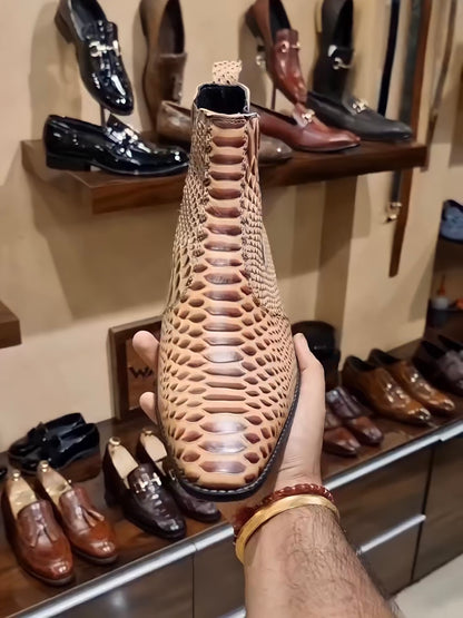 Exotic Snake Chelsea Boots