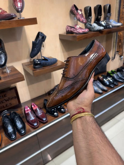 Walnut Brown Wingtip Semi-Brogue Oxfords