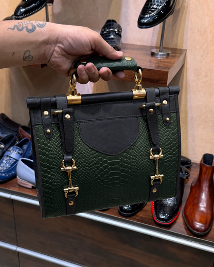 Dark Green And Black Handbag
