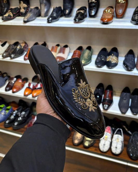 Luxe Edition Gold Embroidery Mules