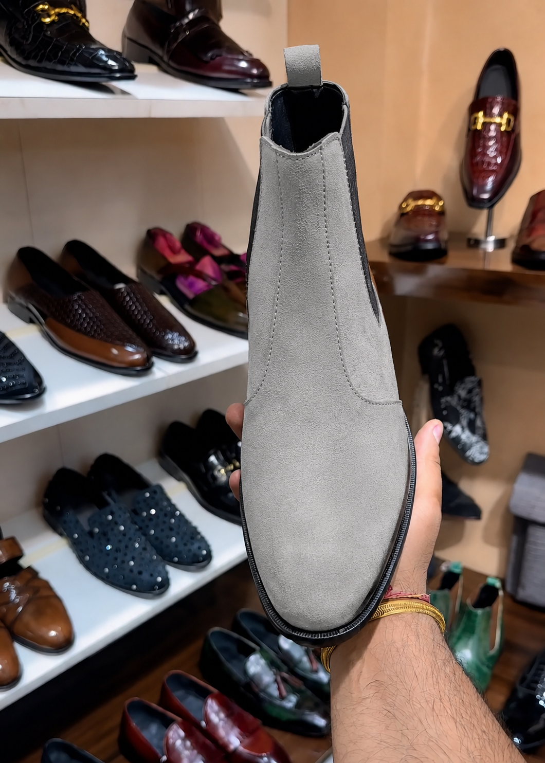 Grey Suede Chelsea Boots