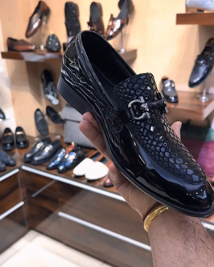 Signature Snake Foil Patent Spectator Moccasins