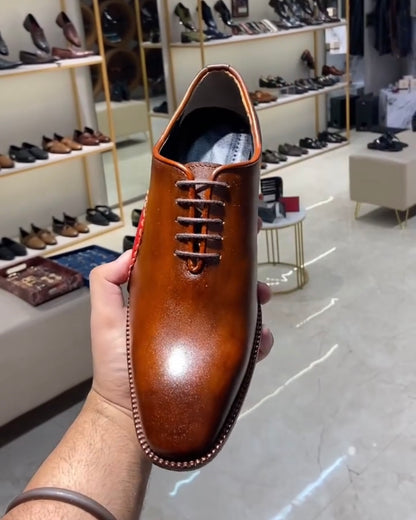 Sienna Brown Opanka Oxfords with Brown Sole