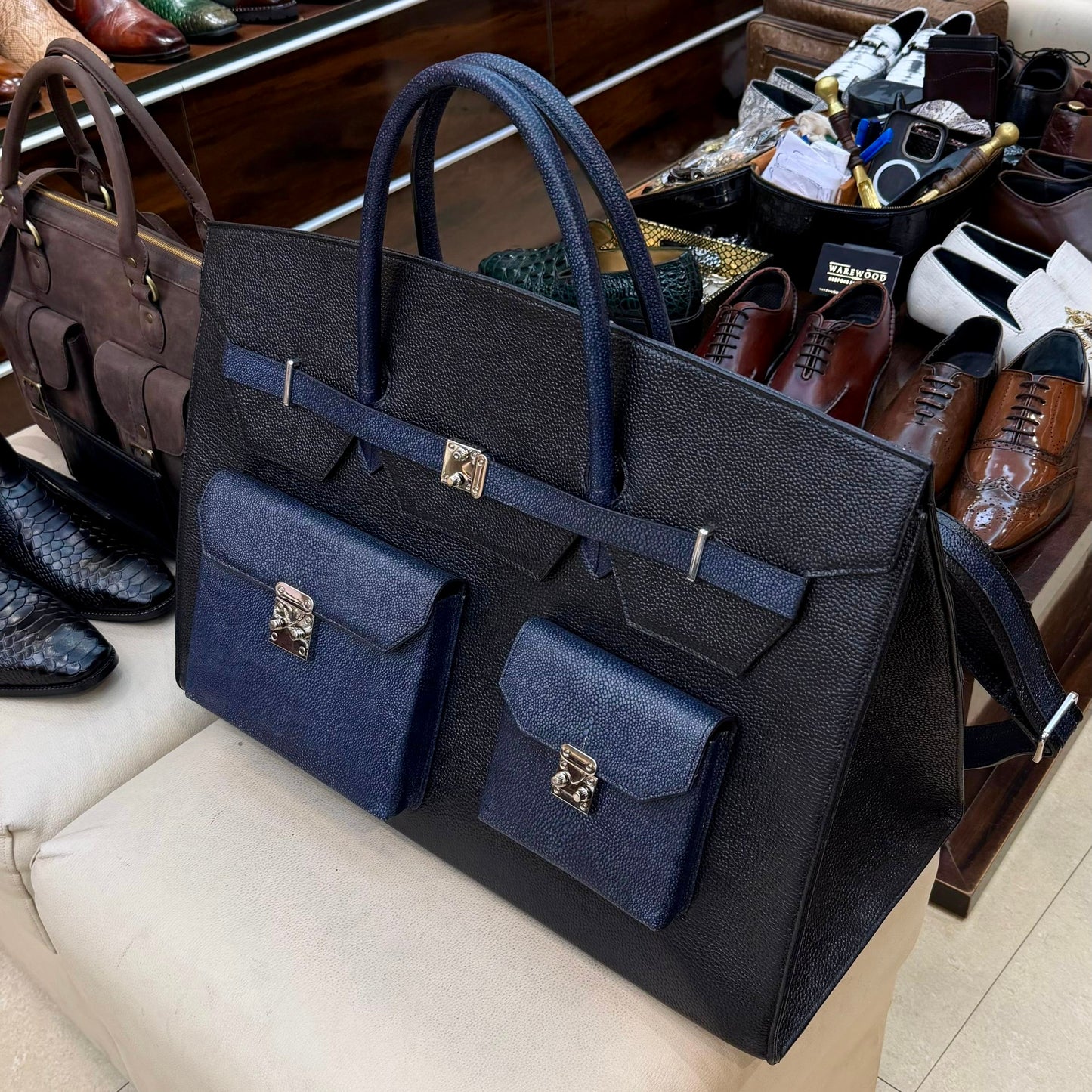 Black And Navy Blue Travel Bag