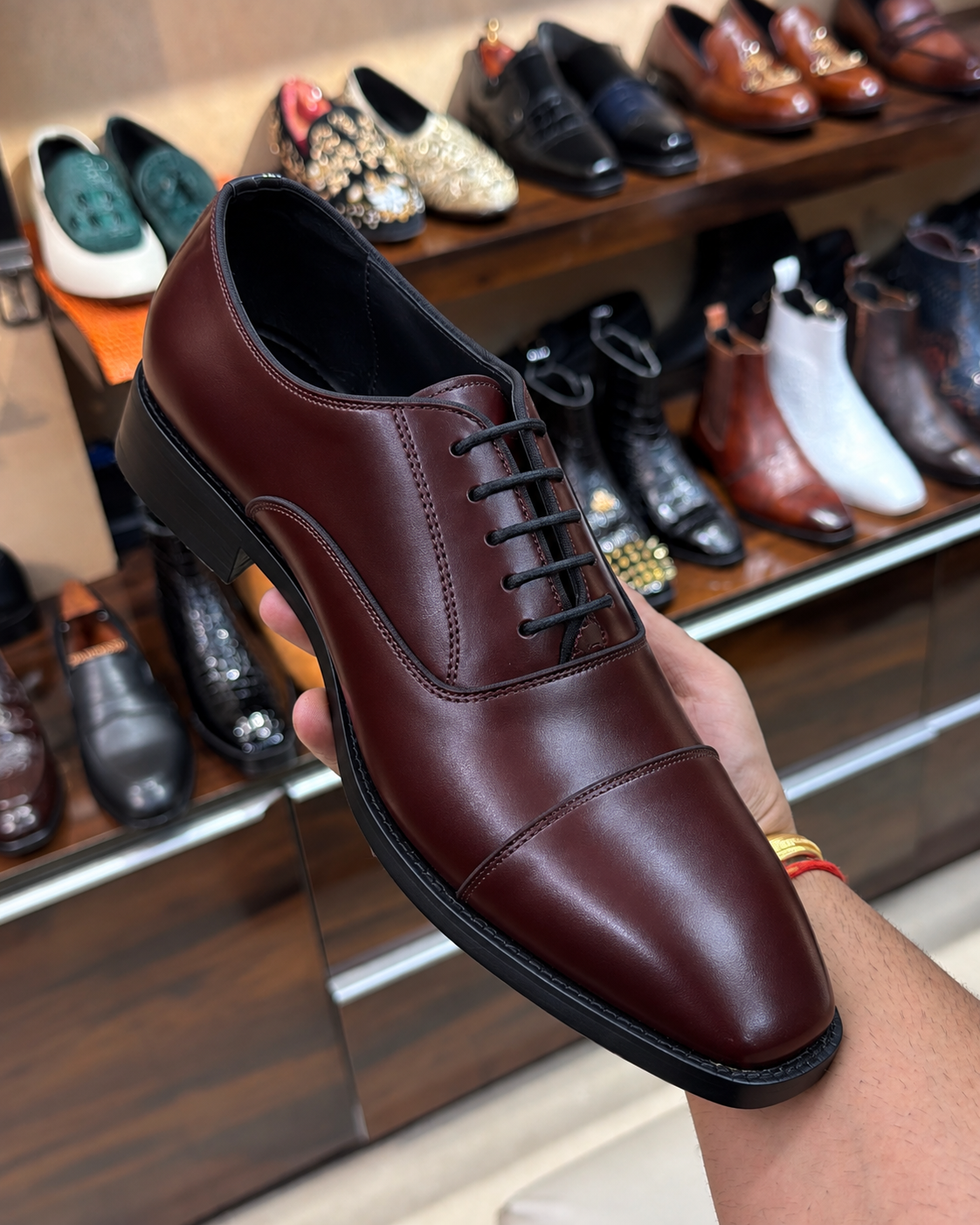 Burgundy Cap Toe Oxfords