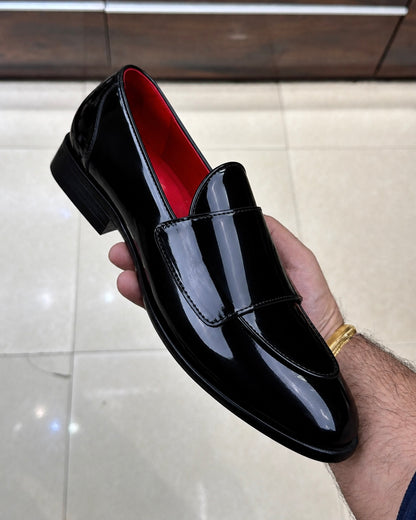 Black Patent Leather Double Monk Strap Loafers