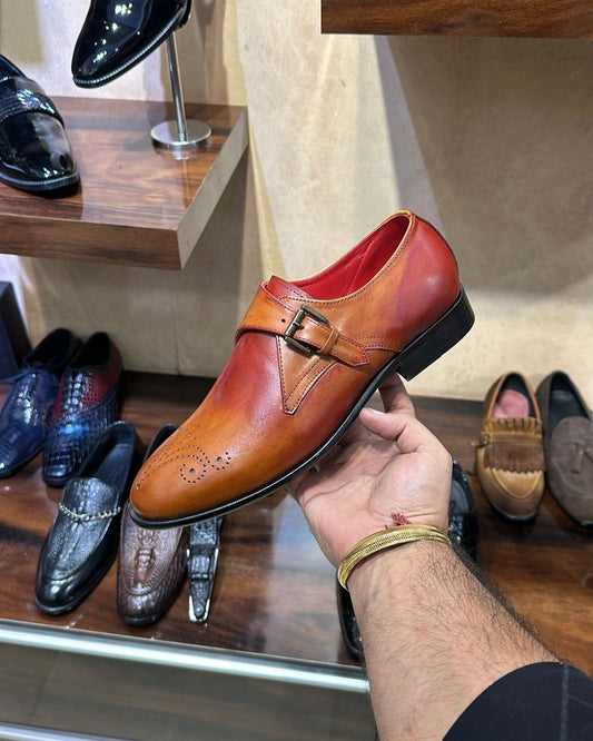 Dual-tone Sun Tan Single Monks with Red Interior