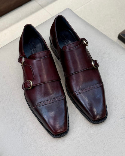 Deep Burgundy Double Monk Strap Shoes
