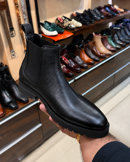 Chunky Black Lug Sole Chelsea Boots
