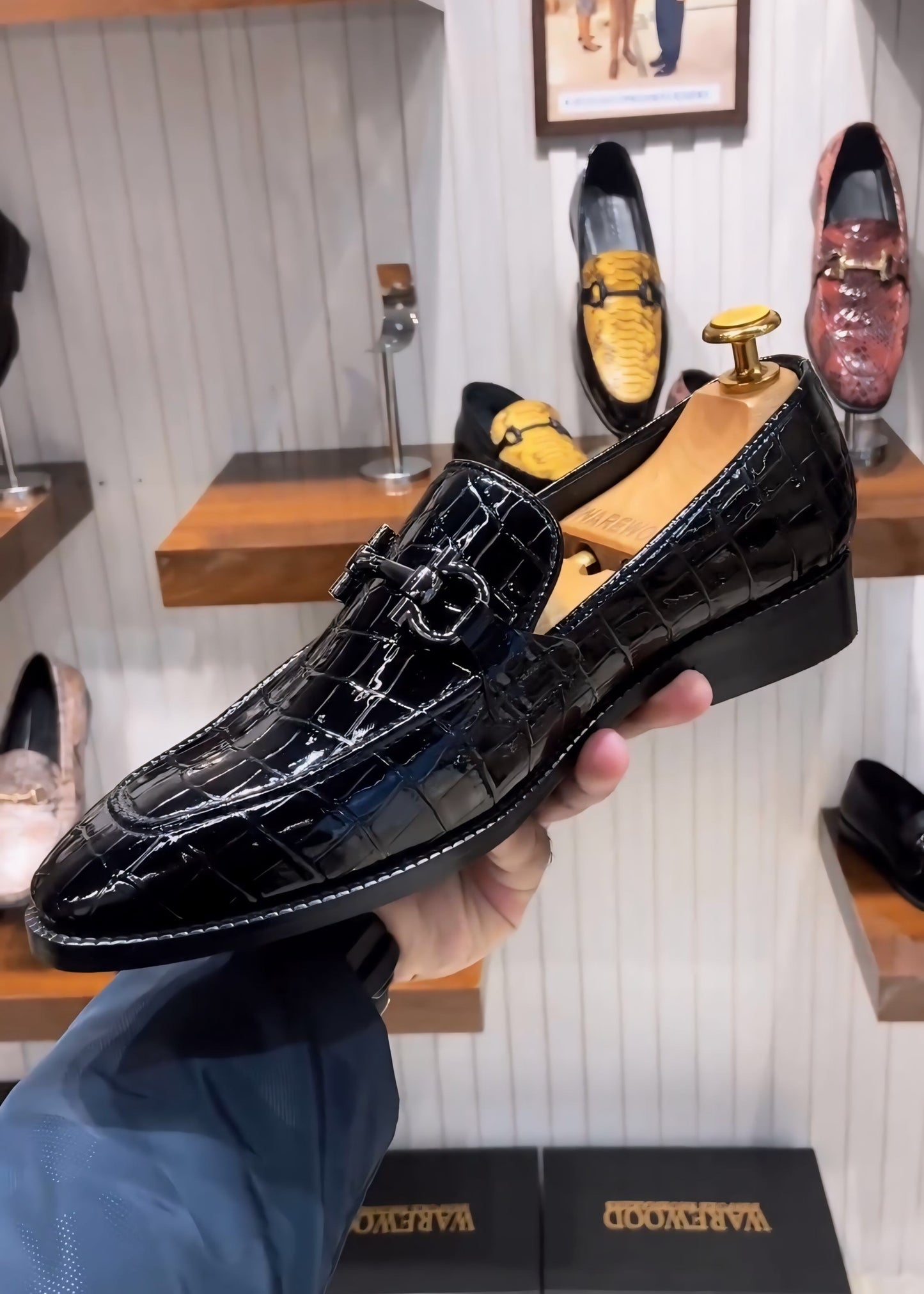 Patent Croc Scaled Loafers