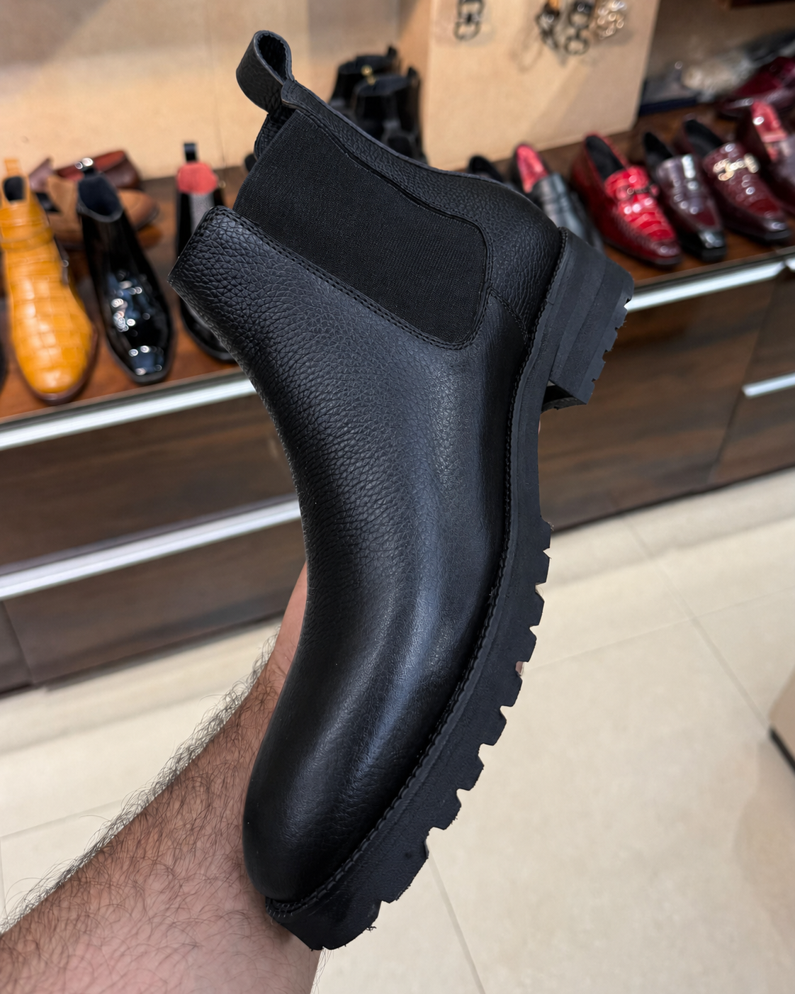 Chunky Black Lug Sole Chelsea Boots