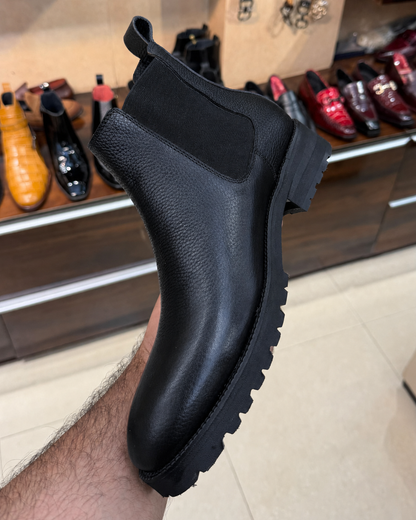 Chunky Black Lug Sole Chelsea Boots