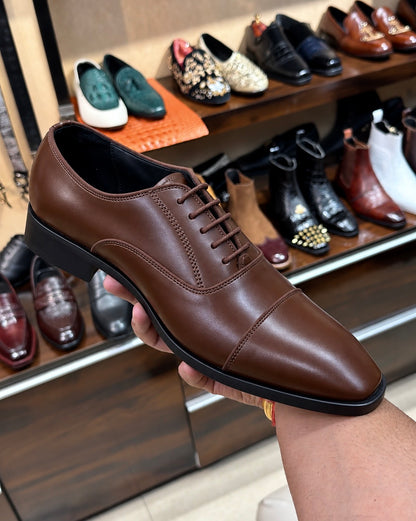 Medium Brown Cap Toe Oxfords