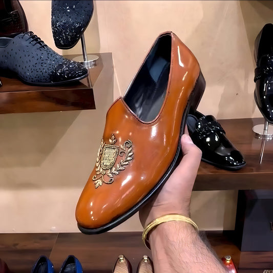 Light Tan Patina Embroidery Mojaris