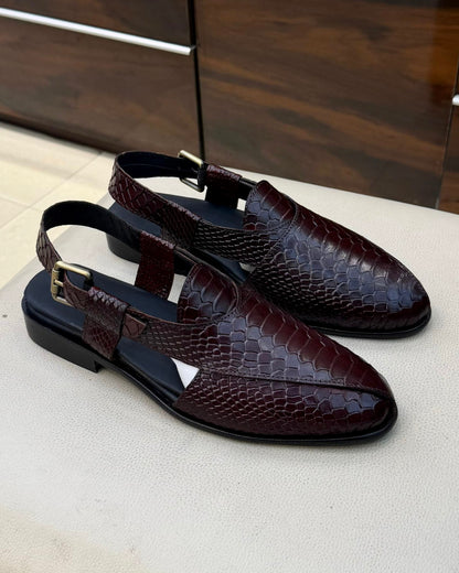 Deep Burgundy Cobra Scaled Peshawaris