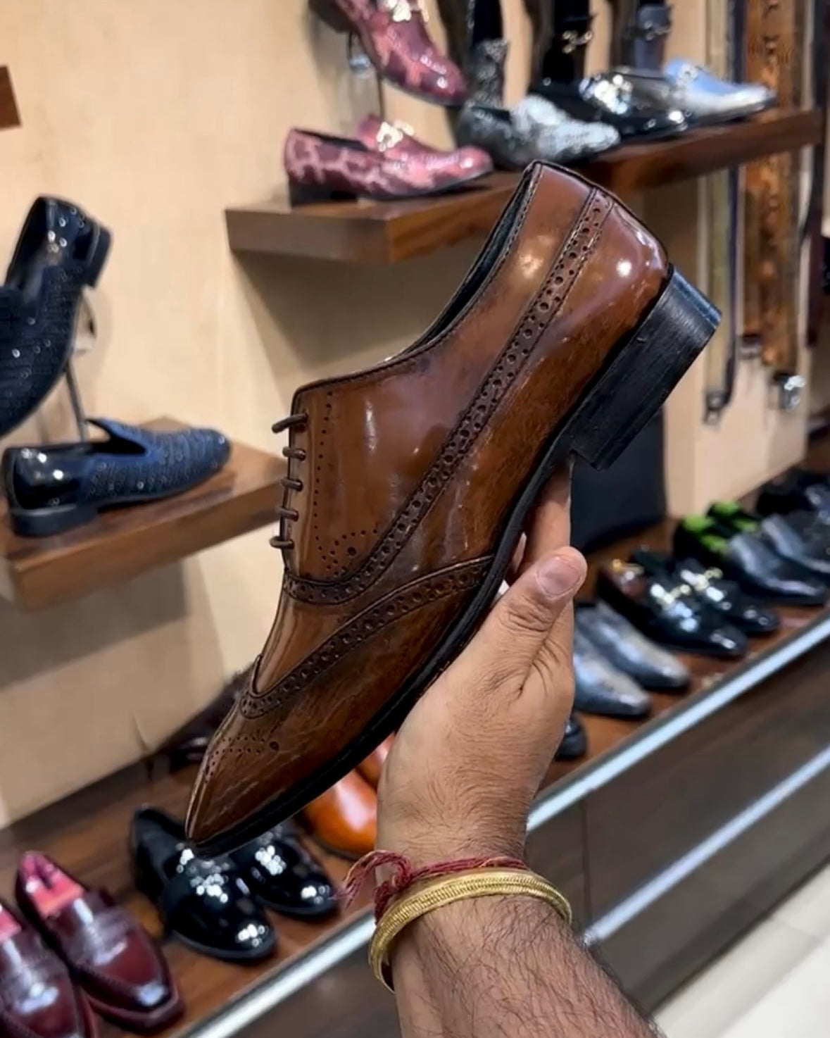 Walnut Brown Wingtip Semi-Brogue Oxfords