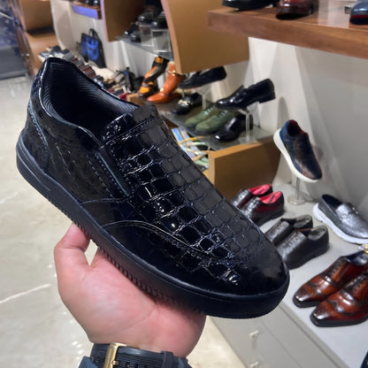 Luxe Edition Patent Crocodile Scaled Sneakers