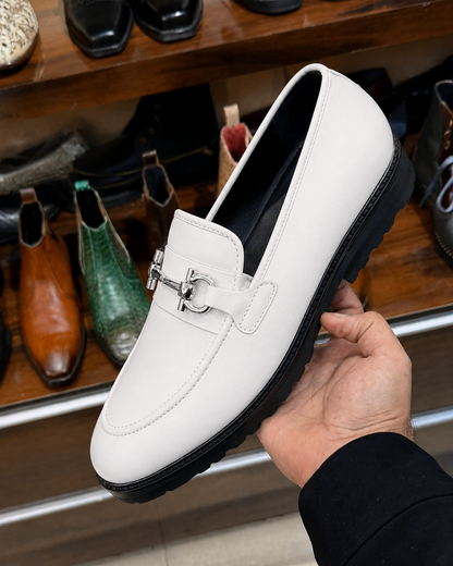 White Lug Sole Loafers