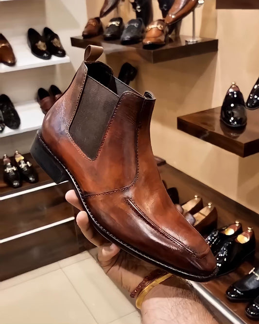 Tan Hand-painted Chelsea Boots