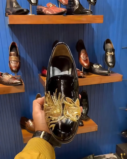 Luxe Edition Gold Tiger Hand-embroidered Moccasins