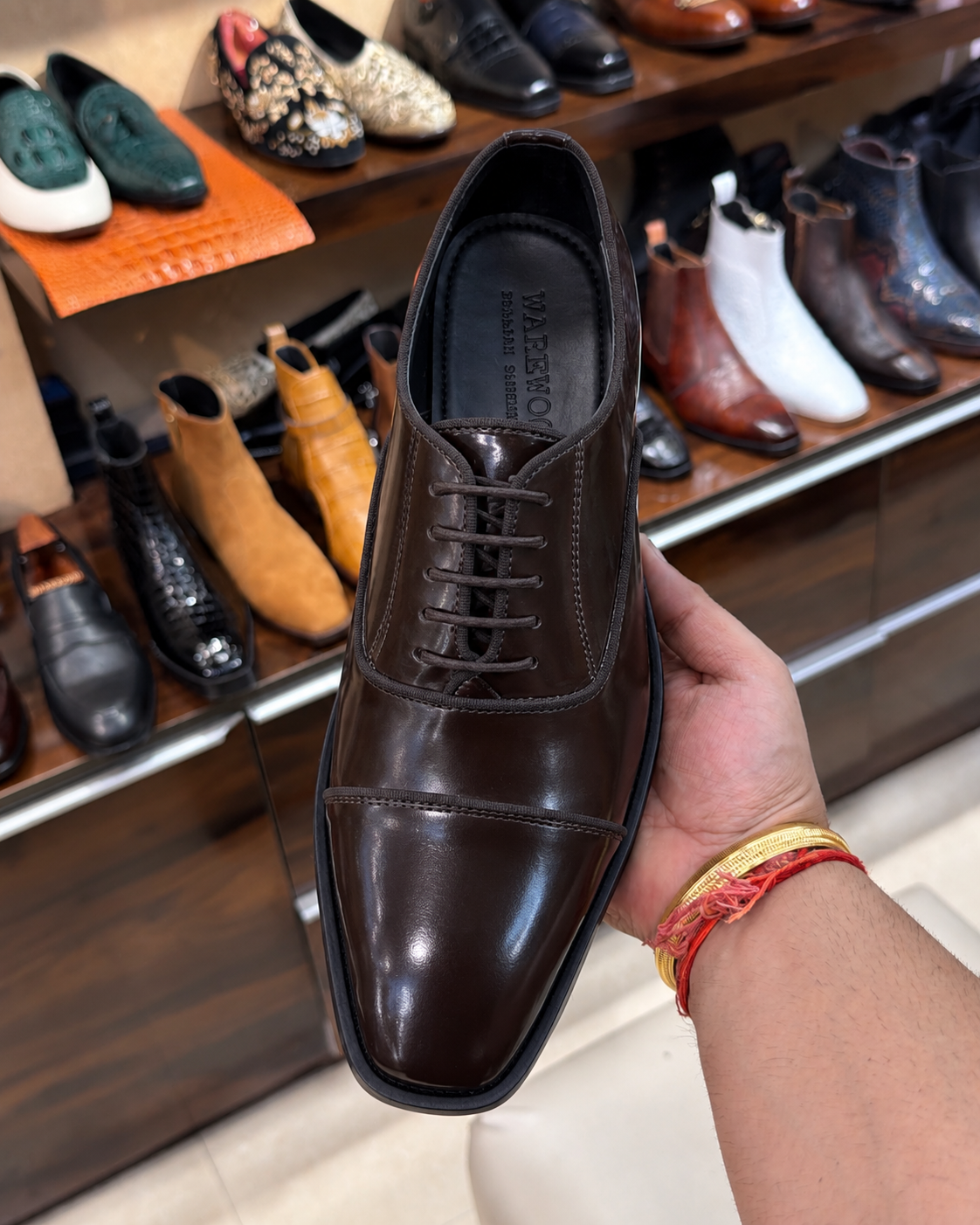 Polished Coffee Brown Cap Toe Oxfords