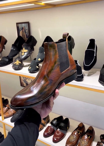 Classic Tan Patina Chelsea Boots