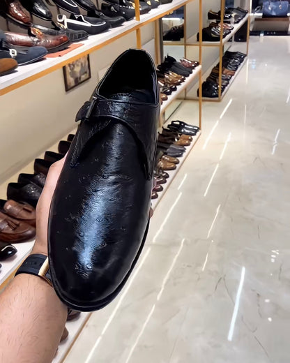 Black Ostrich Scaled Single Monks