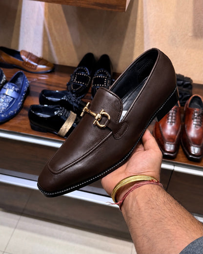 Dark Brown Horsebit Loafers