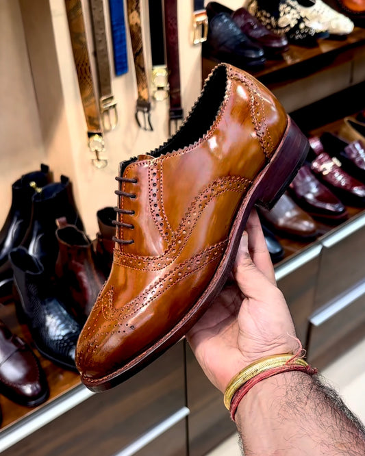 British Tan Wingtip Oxfords