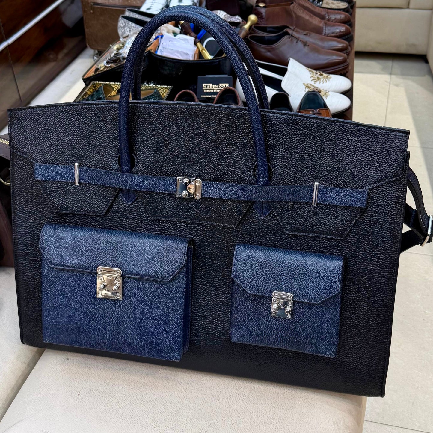 Black And Navy Blue Travel Bag