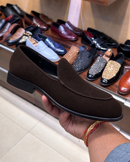 Brown Suede Belgian Loafers