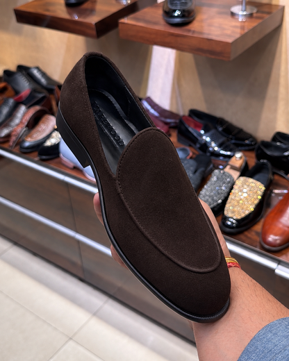 Brown Suede Belgian Loafers